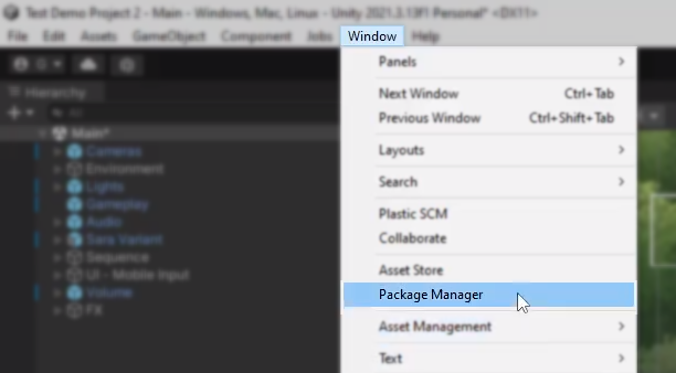 Open Unity package manager